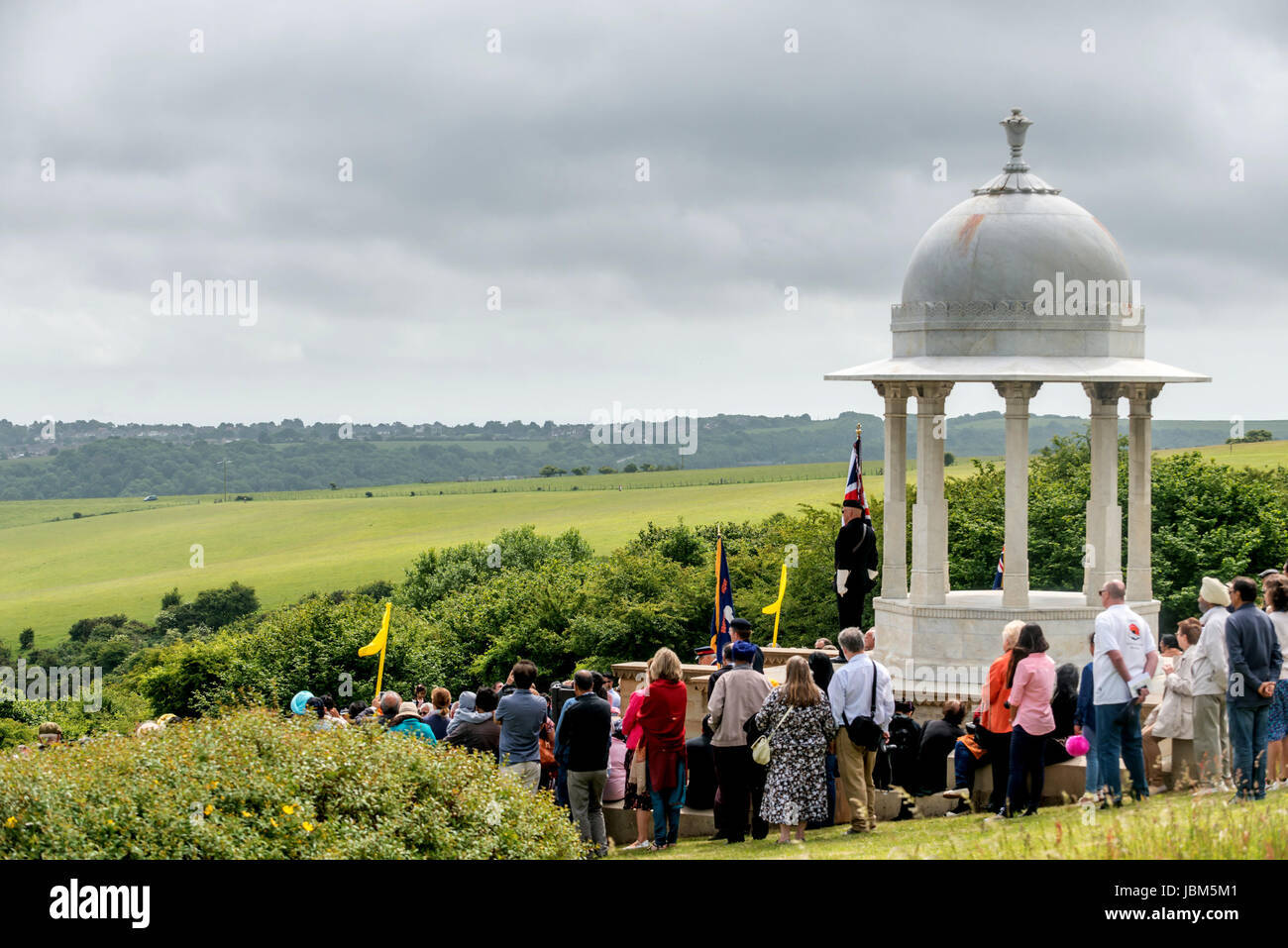 Die Chattri Trauerfeier fand heute (Sonntag) auf den South Downs, vor den Toren Brighton. Der Service wird jährlich um die 12,0 Gedenken Stockfoto