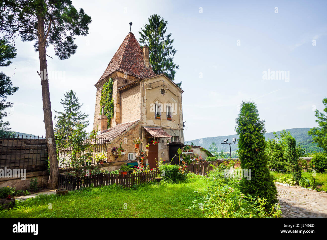 Seil-Hersteller Turm (Turnul Franghierilor) Teil der Festung von Sighisoara/Schäßburg in Siebenbürgen, Rumänien Stockfoto