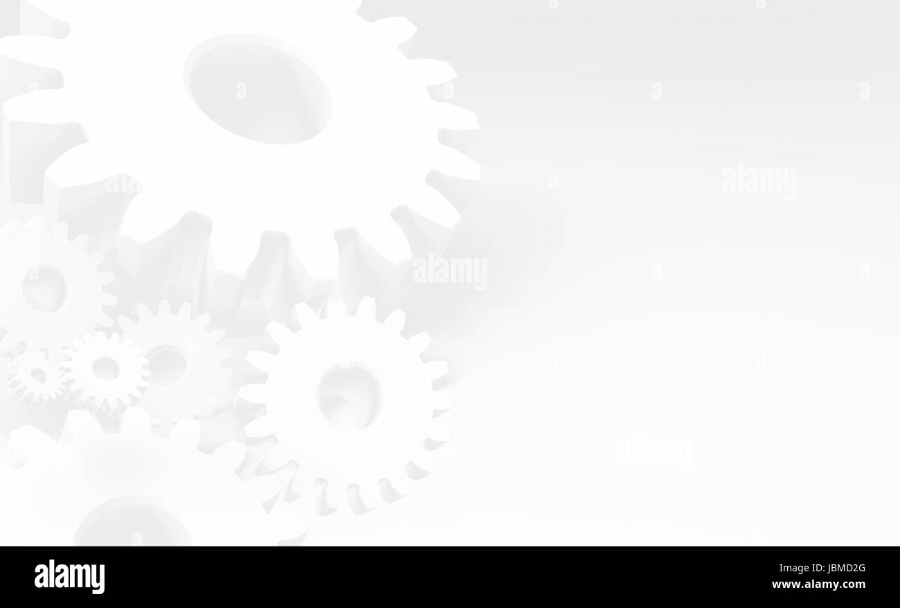 3D-Rendering, helle Farbe grau Zahnräder Hintergrund. Industrielle 4,0, Cyber-physikalischen Systemen, Hi-Tech, engineering, digital Telekom Konzept für Hinterg Stockfoto
