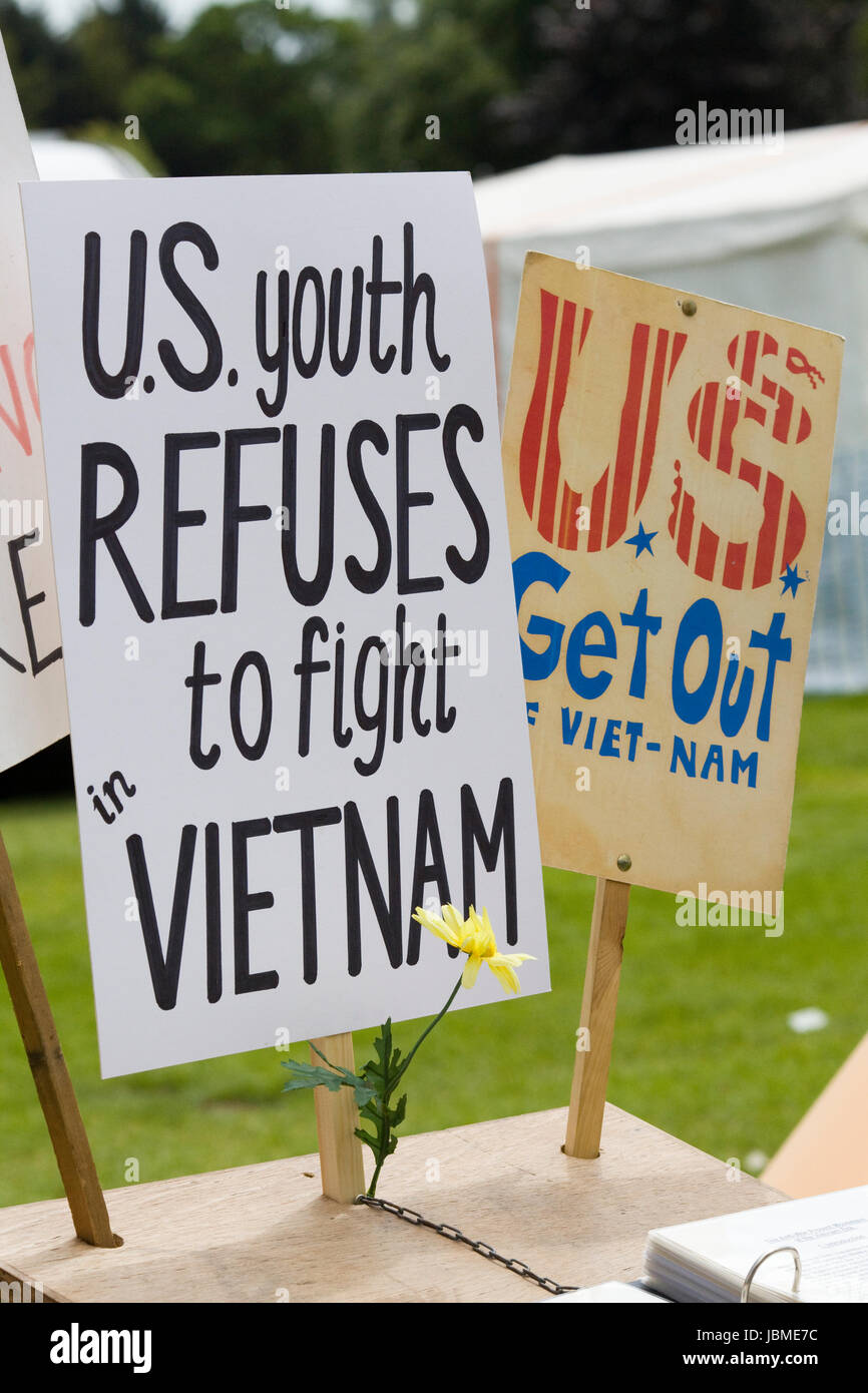 Im Gegensatz zu den Vereinigten Staaten Beteiligung im Vietnam-Krieg zu protestieren Stockfoto