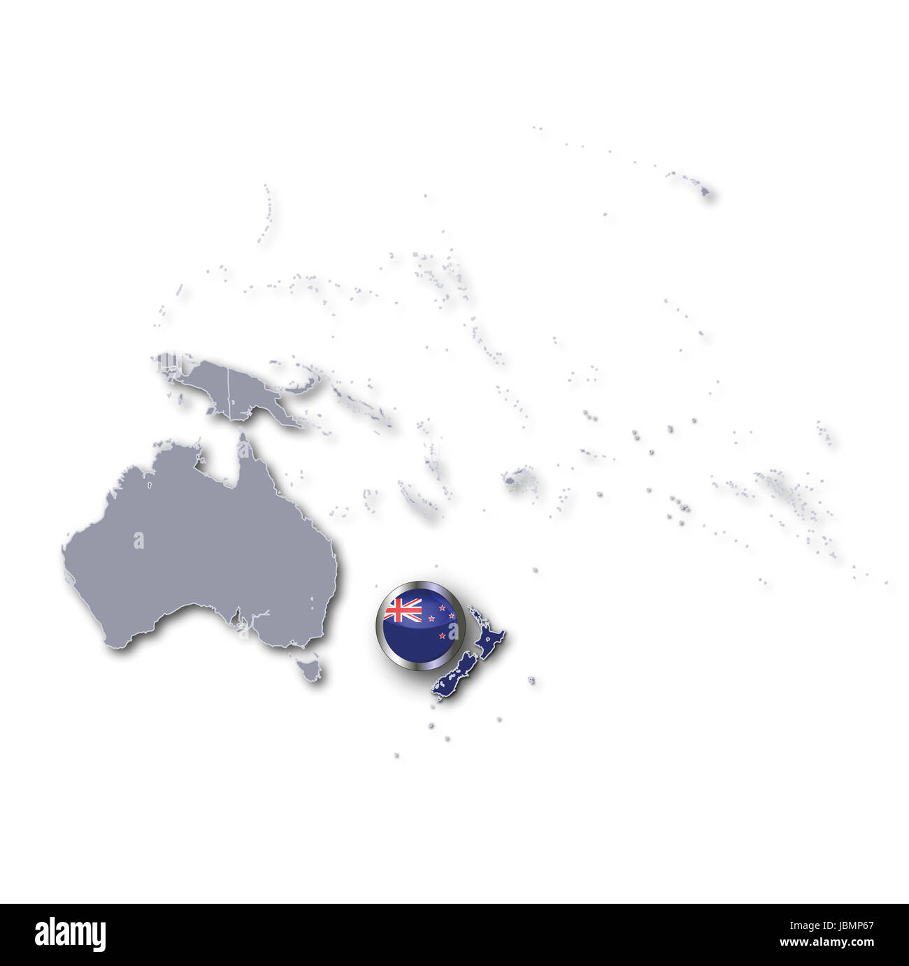 Pazifik Karte von Neuseeland Stockfoto
