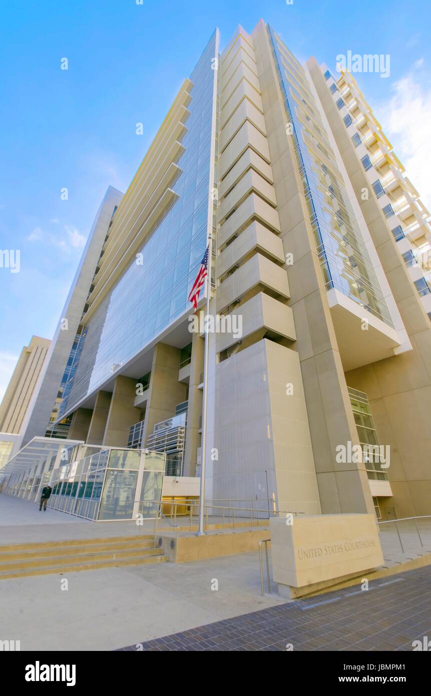 Die United States Courthouse, am Broadway in Downtown San Diego, Kalifornien, Vereinigte Staaten von Amerika. Stockfoto