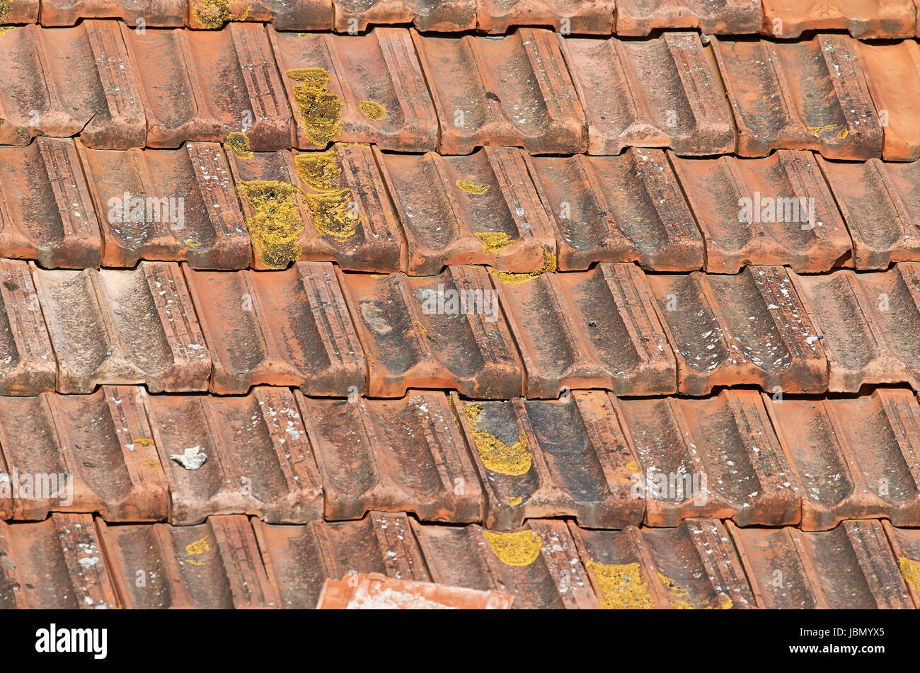 alte Rooftile in einem Haus in Italien Stockfoto