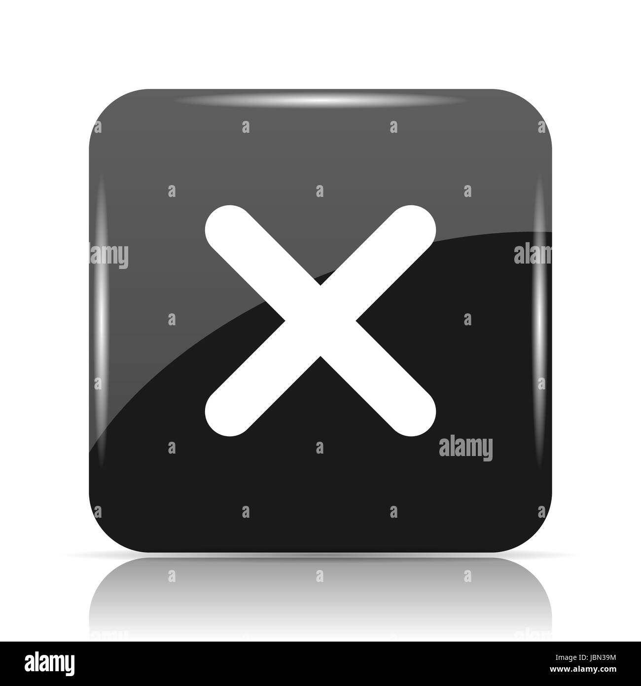 X Symbol schließen. Internet-Button auf weißem Hintergrund. Stockfoto