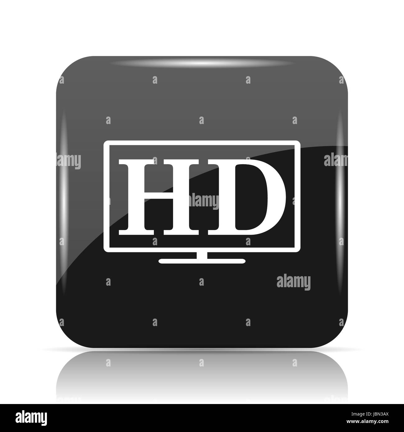 HD-TV-Symbol. Internet-Button auf weißem Hintergrund. Stockfoto