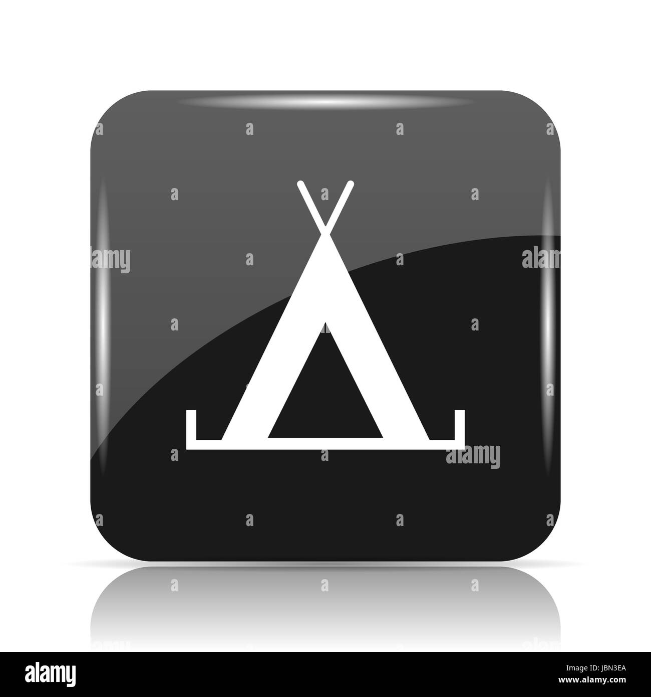 Zelt-Symbol. Internet-Button auf weißem Hintergrund. Stockfoto