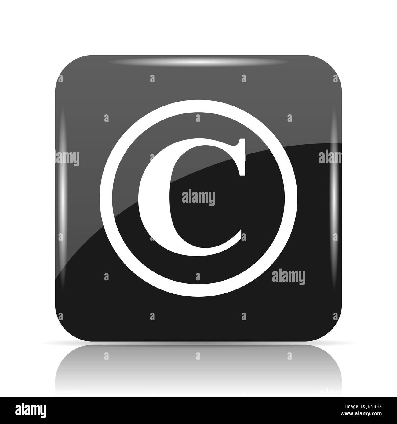 Copyright-Symbol. Internet-Button auf weißem Hintergrund. Stockfoto