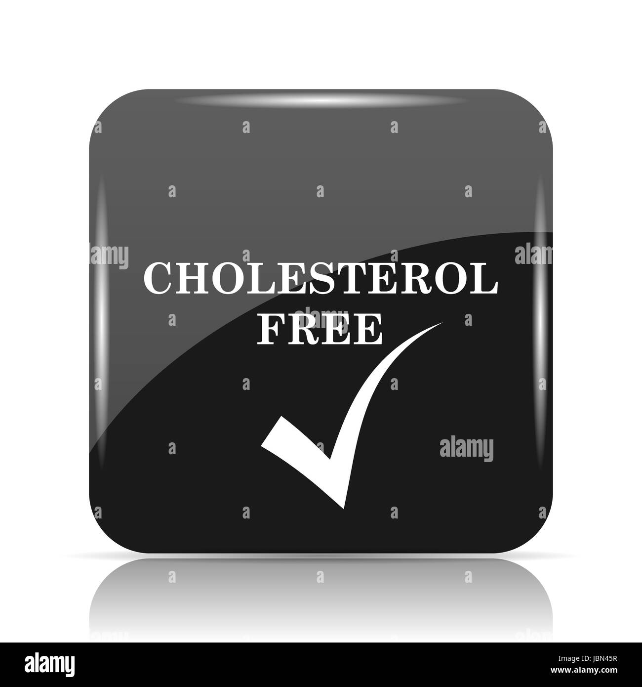 Cholesterin-free-Symbol. Internet-Button auf weißem Hintergrund. Stockfoto