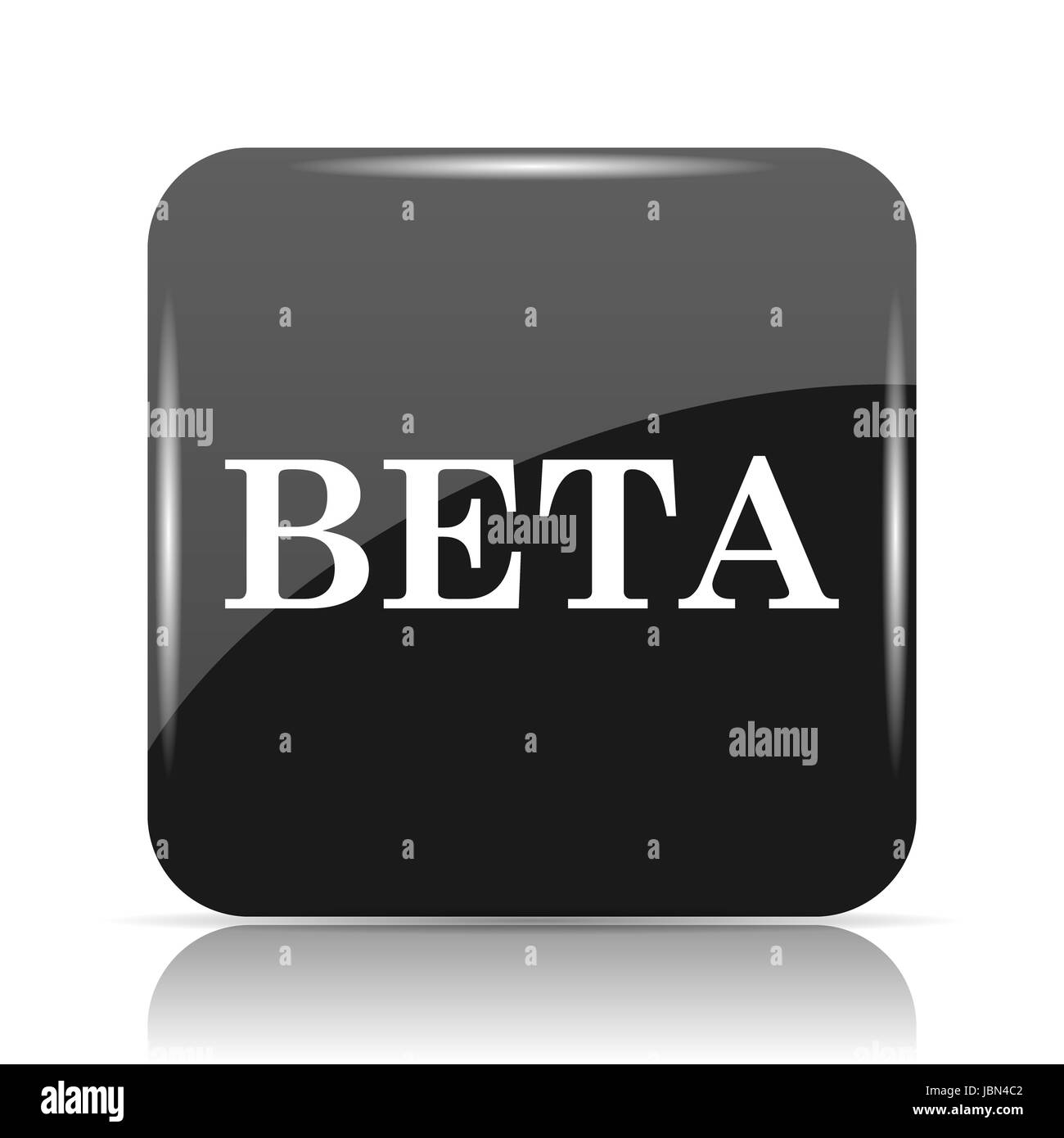 Beta-Symbol. Internet-Button auf weißem Hintergrund. Stockfoto