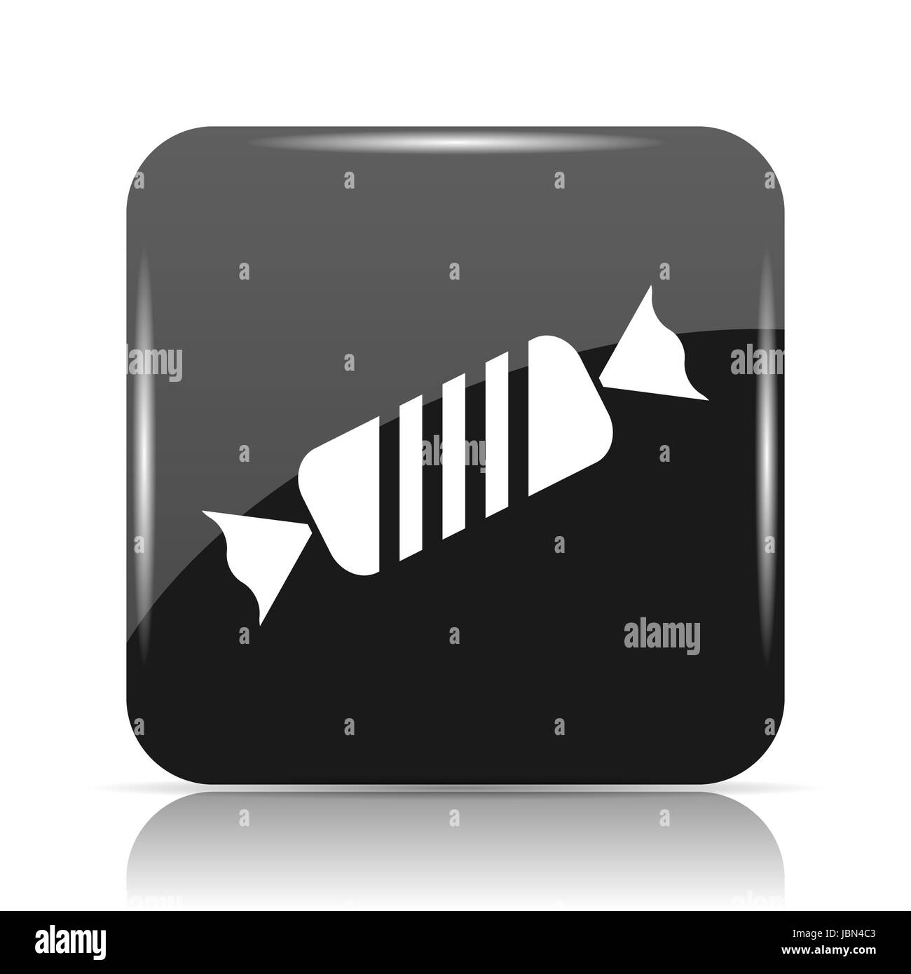 Candy-Symbol. Internet-Button auf weißem Hintergrund. Stockfoto