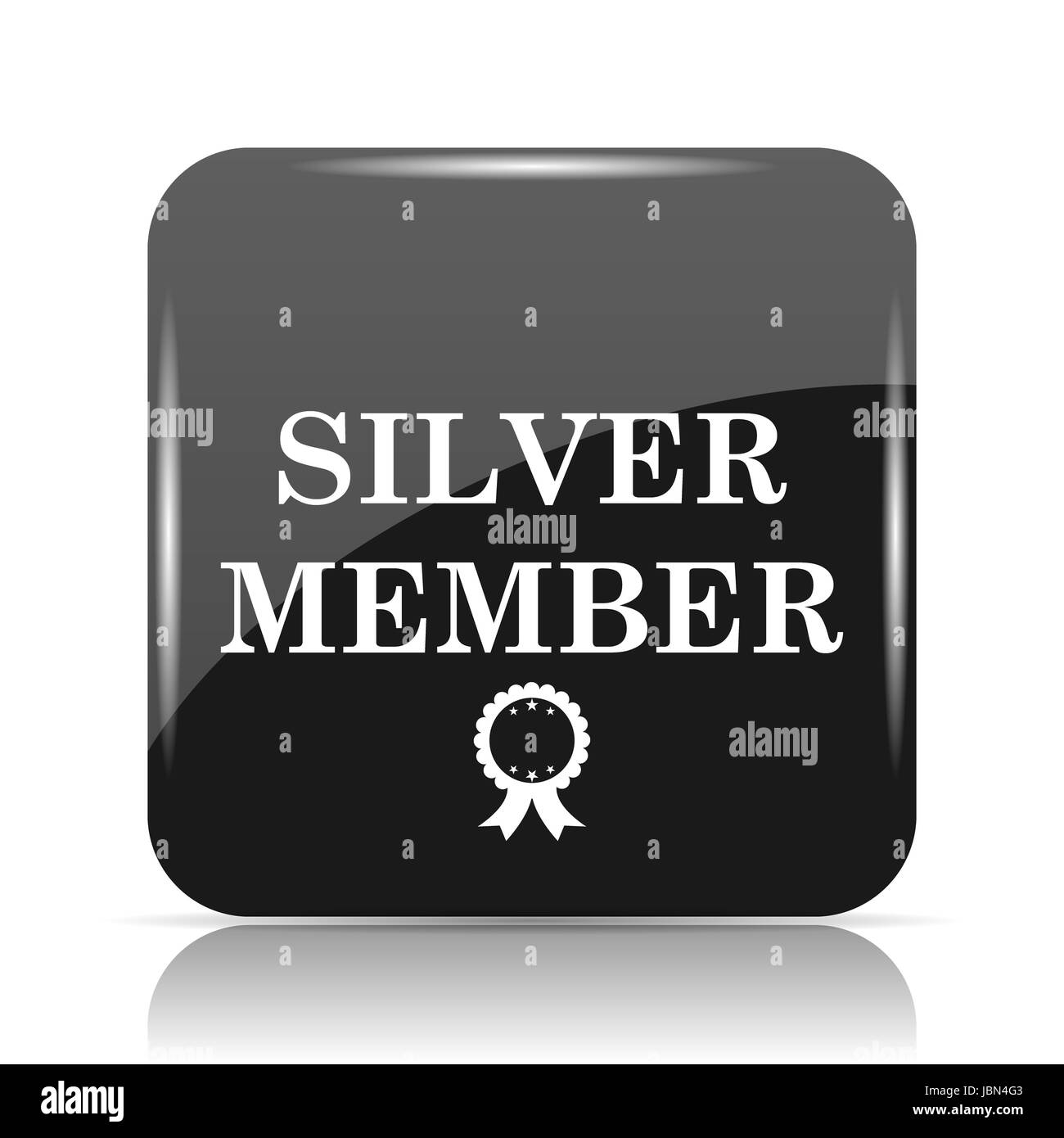 Silber-Mitglied-Symbol. Internet-Button auf weißem Hintergrund. Stockfoto