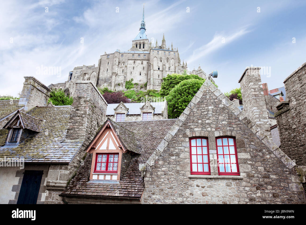 Gebäude auf der Insel Mont Saint Michel Stockfotografie Alamy