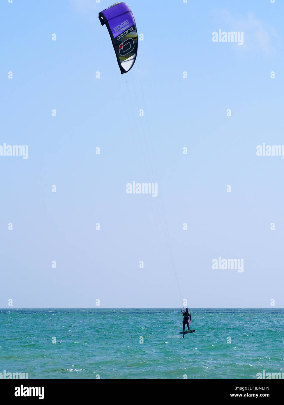 Kite-Surfen ab Yaverland Strand, Sandown, Isle Of wight Stockfoto