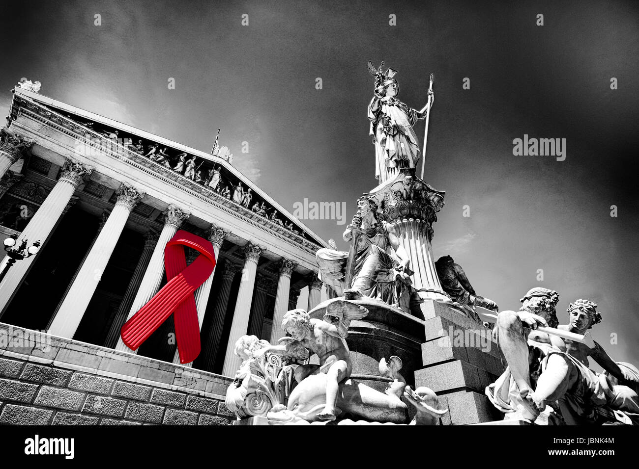 AIDS-Schleife hängen, Nationalrat Stockfoto