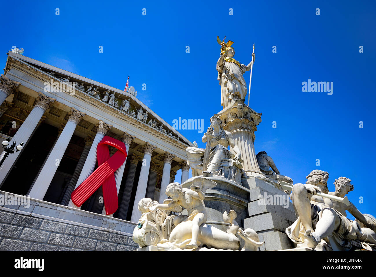 AIDS-Schleife hängen, Nationalrat Stockfoto