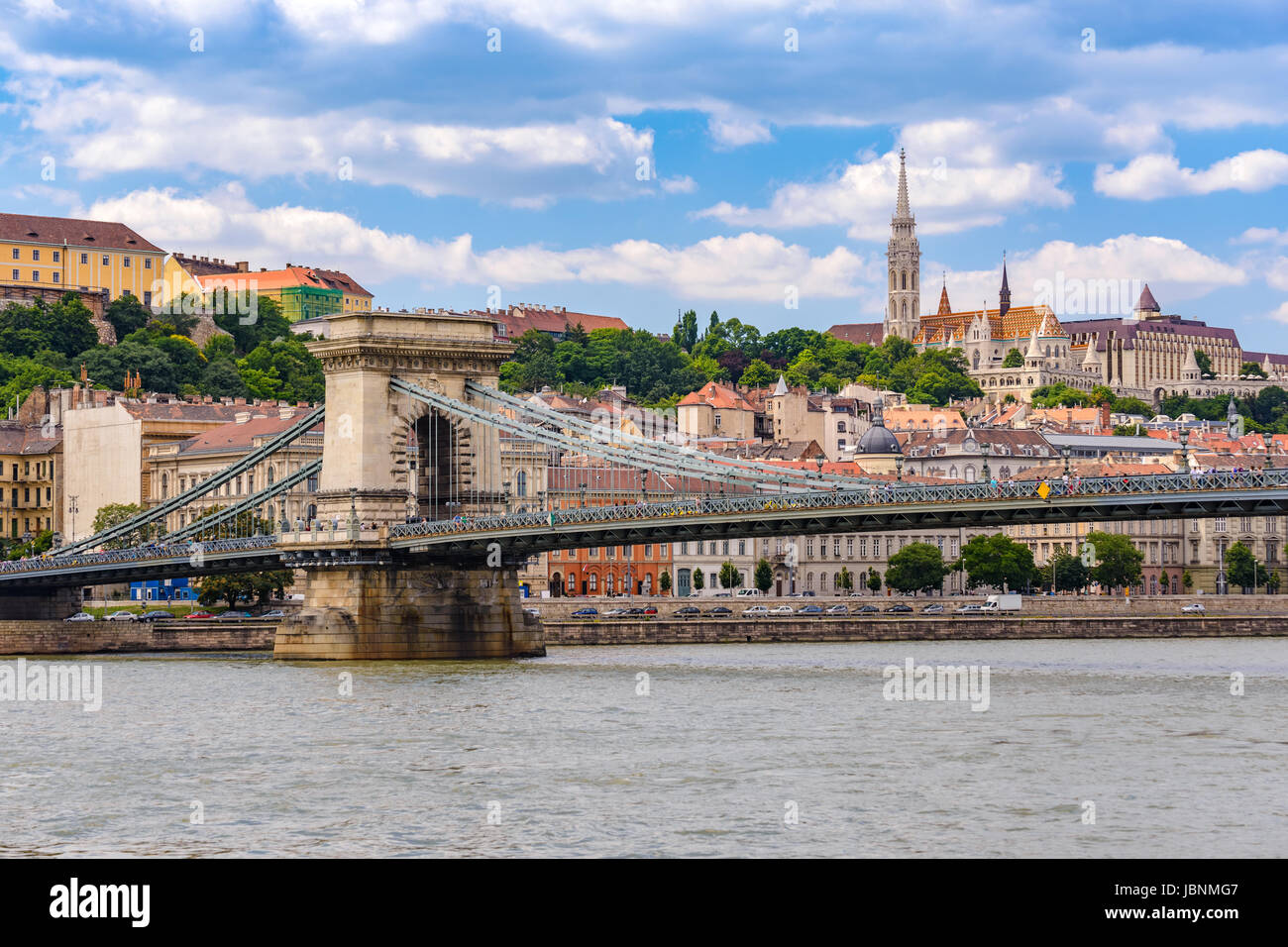 Budapest-Kettenbrücke und Stadt Skyline, Budapest, Ungarn Stockfoto
