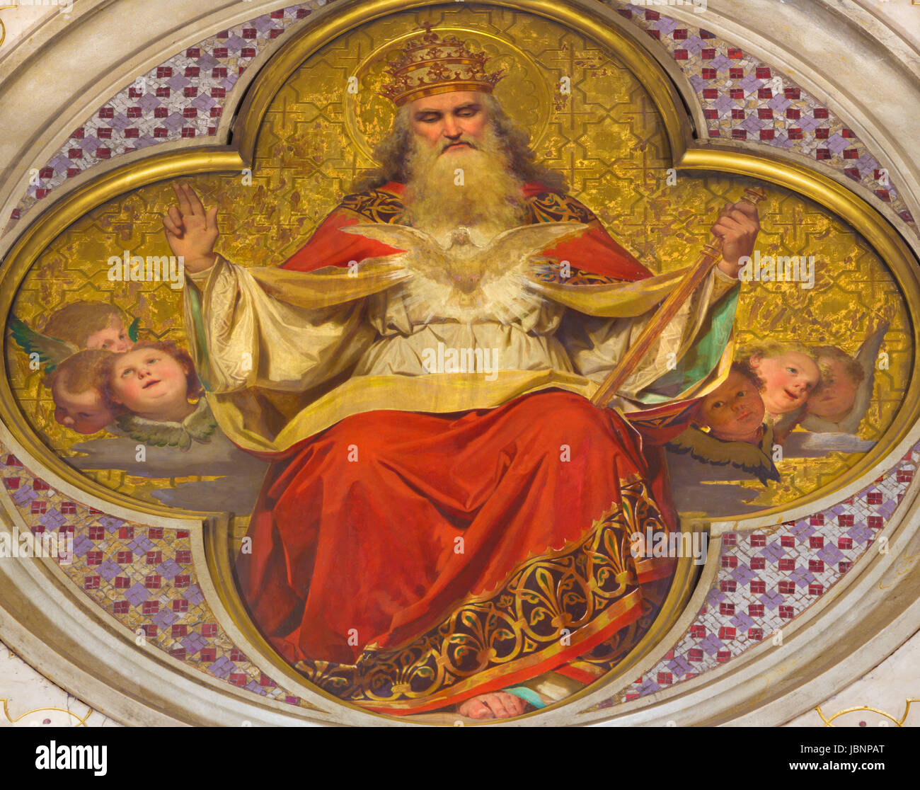 TURIN, Italien - 15. März 2017: Das Fresko von Gott dem Vater in der Kirche Chiesa di San Dalmazzo von Enrico Reffo (1831 – 1917). Stockfoto