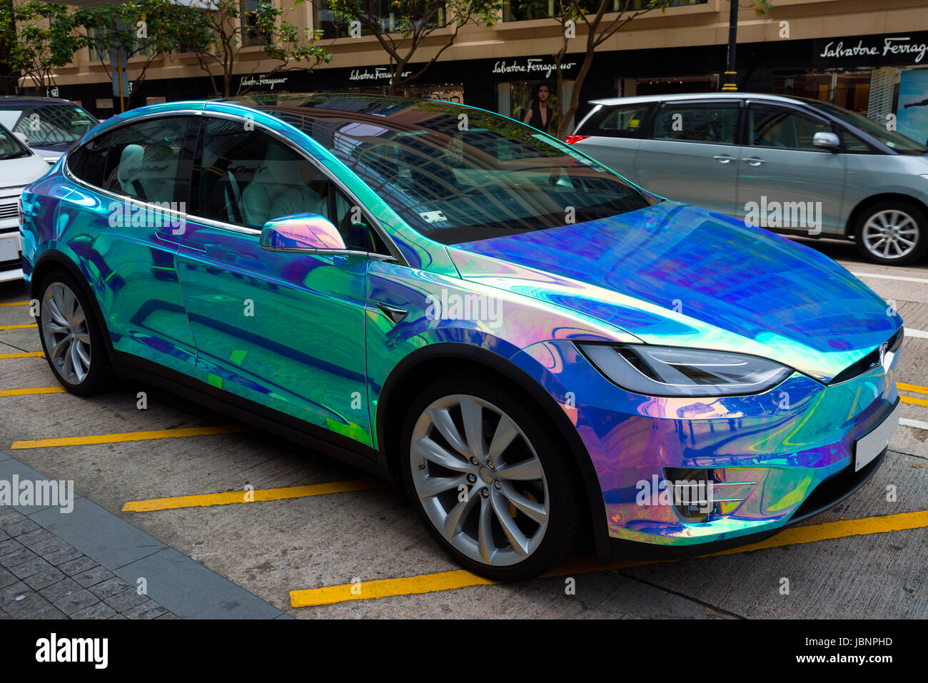 Benutzerdefinierte gemalt Tesla, Hong Kong, China. Stockfoto