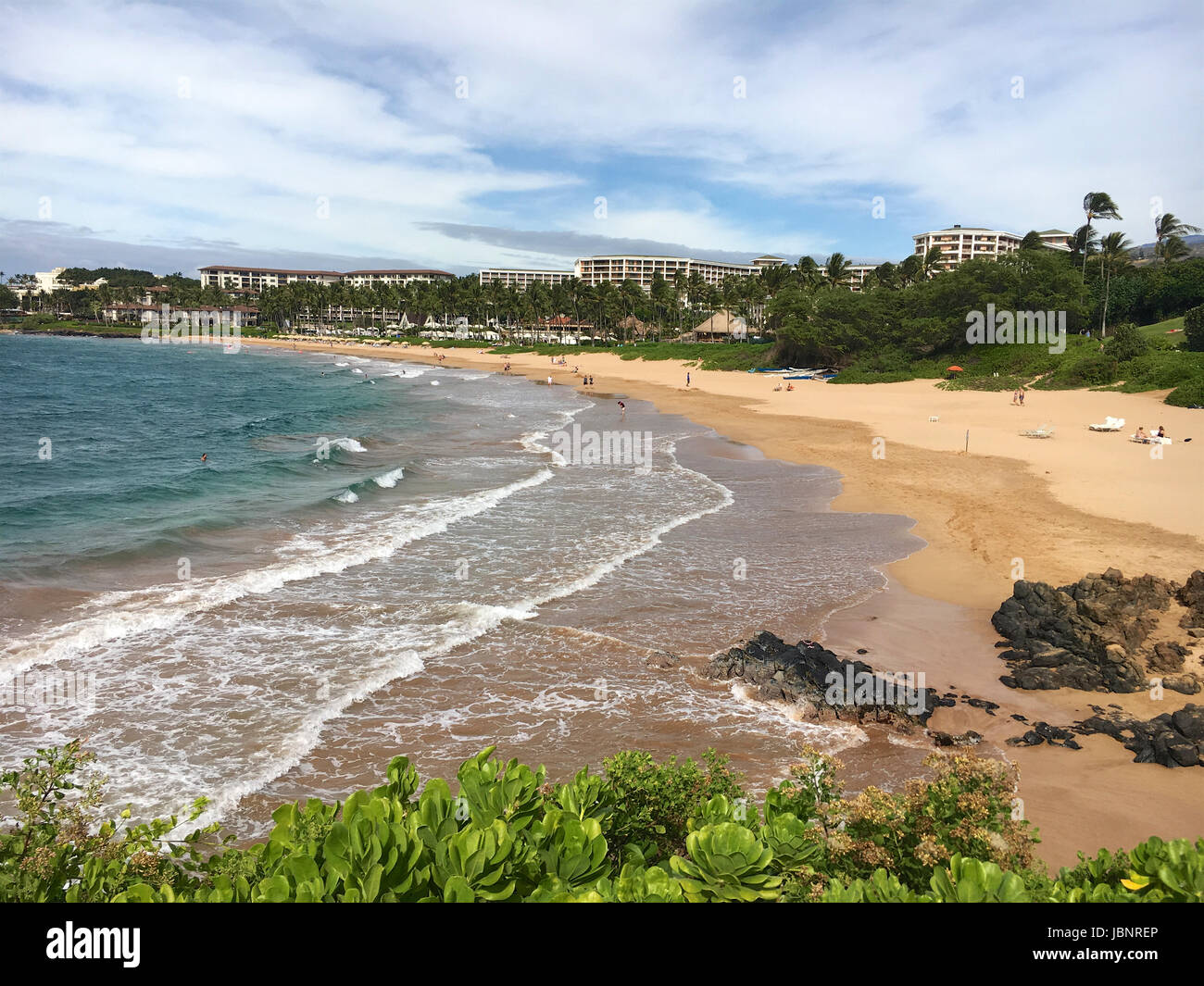 Strandleben im Wailea Beach Maui Stockfoto