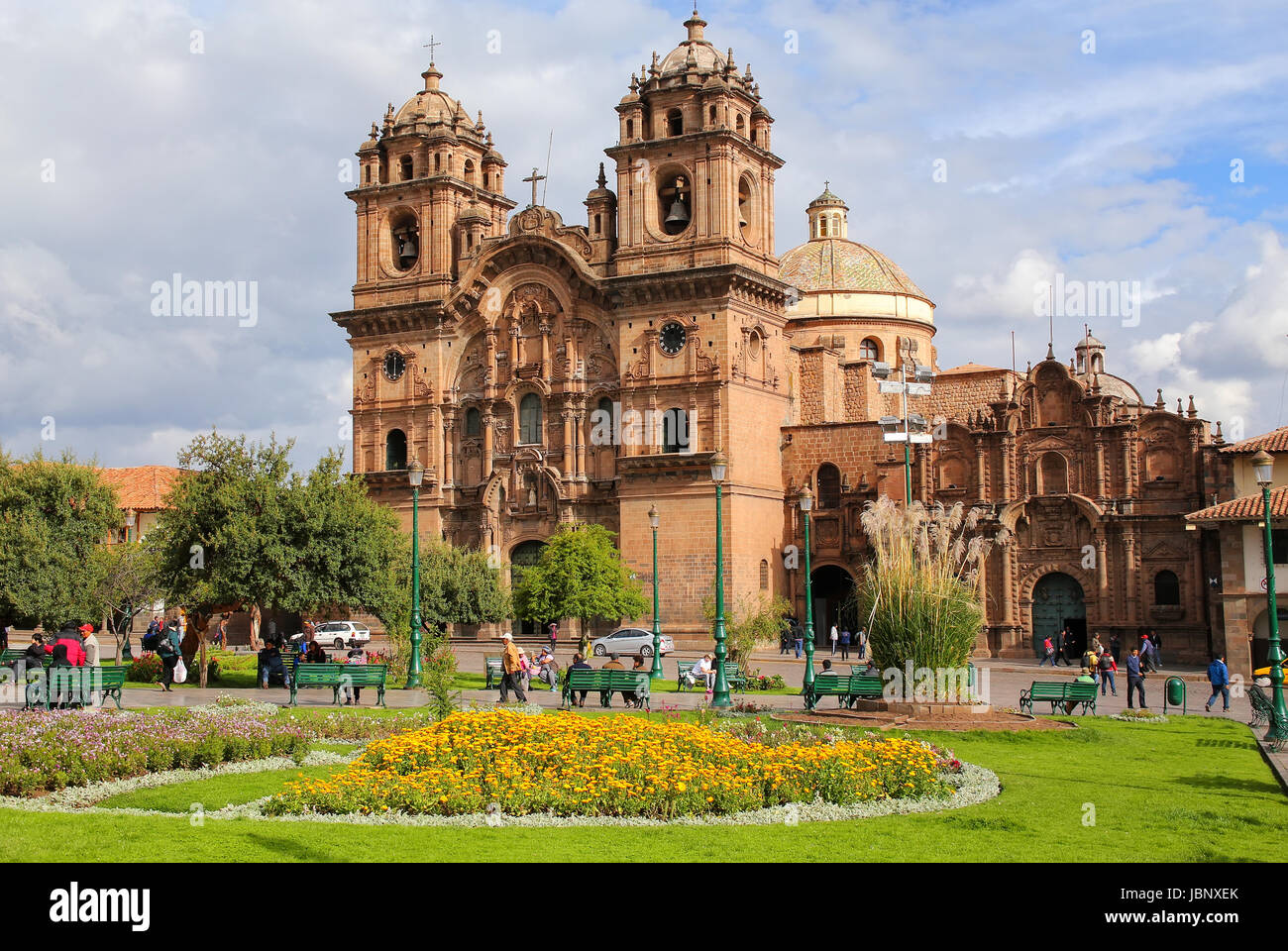 Iglesia De La Compania de Jesus am Plaza de Armas in Cusco, Peru. Im Jahr 1983 war Cusco zum Weltkulturerbe von der UNESCO erklärt. Stockfoto