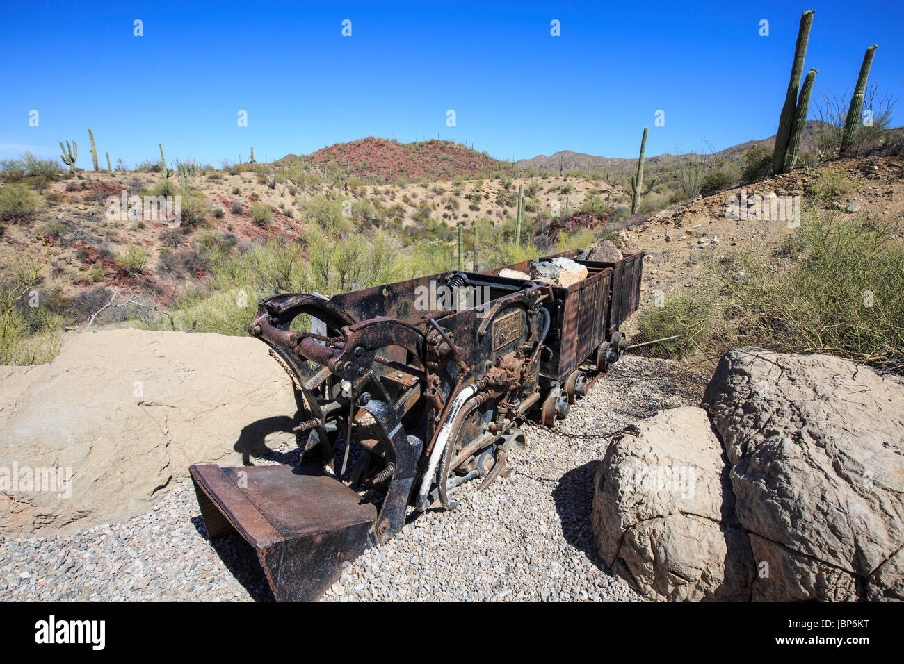 Alten Bergbau-Ausrüstung in der Wüste (Arizona-Sonora Desert Museum) Stockfoto