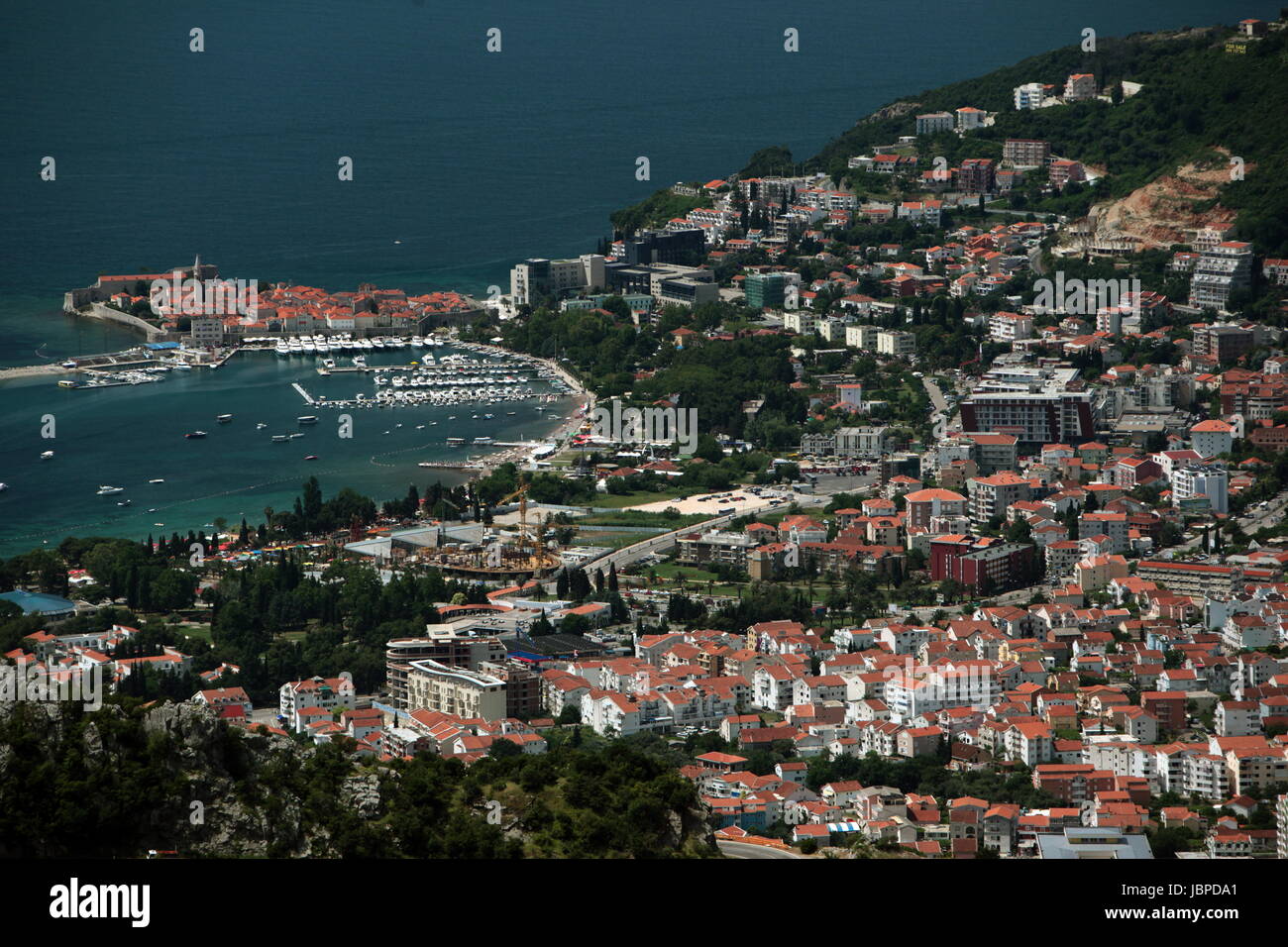Sterben Stadt Budva in Montenegro Im Mittelmeer Kueste der Balkan in Osteuropa. Stockfoto