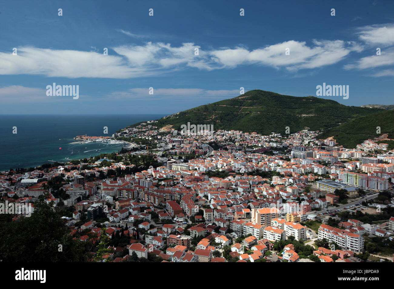 Sterben Stadt Budva in Montenegro Im Mittelmeer Kueste der Balkan in Osteuropa. Stockfoto