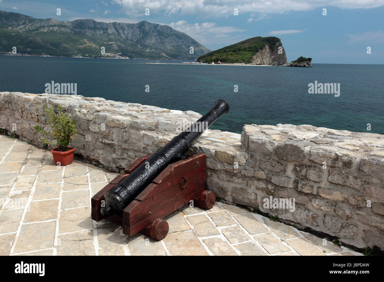 Das Fort in der Stadt Budva in Montenegro Im Mittelmeer bin Balkan in Europa. Stockfoto