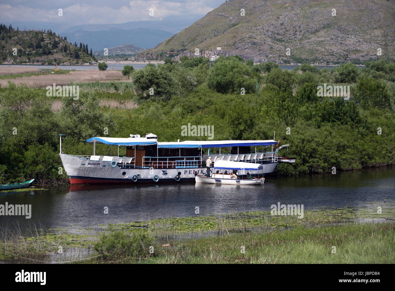 Die Landschaft in Virpazar bin Skadar See Suedwestlich der Hauptstadt Podgorica in Montenegro Im Balkan in Osteuropa. Stockfoto