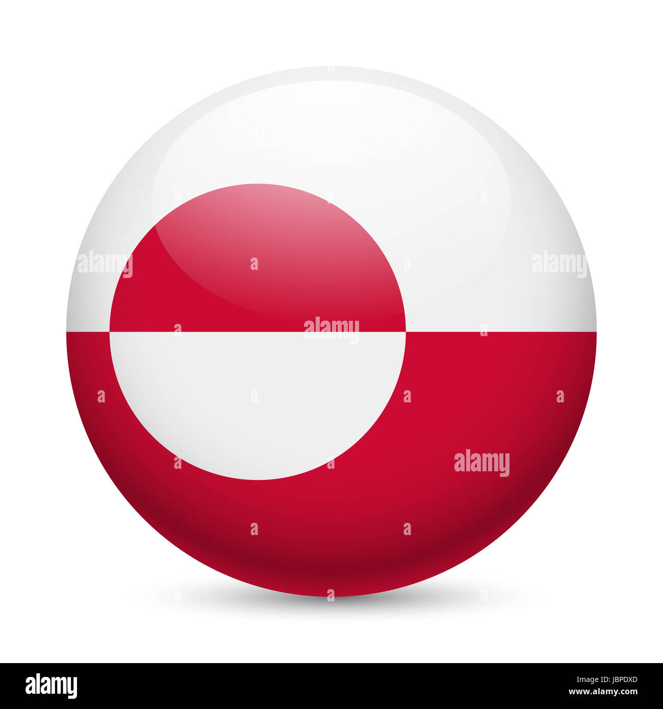 Flagge von Grönland als runde glänzende Symbol. Schaltfläche mit Flaggendesign Stockfoto