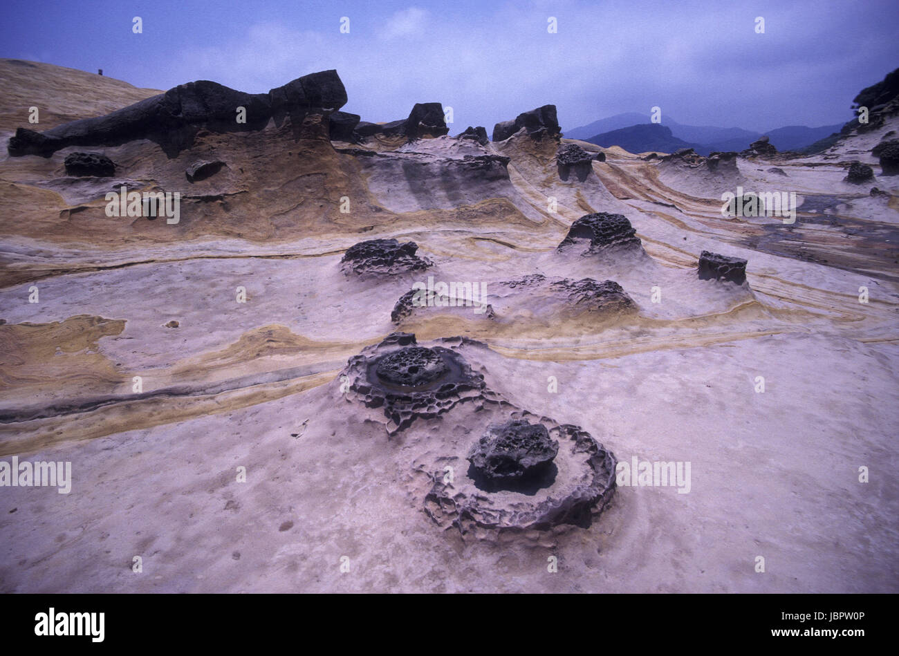 Das Naturwunder Und Die Bizarren Felsformationen der Kueste von Yehliu Bei Keelung Im Norden der Insel Taiwan. Stockfoto