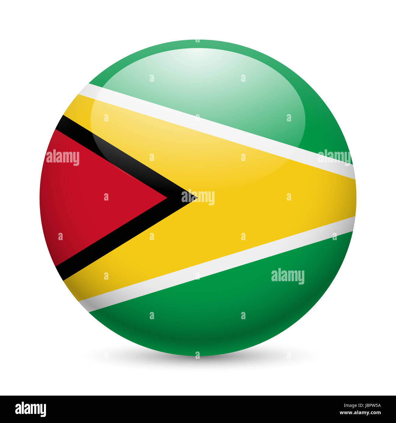 Flagge von Guyana als runde glänzende Symbol. Button mit Guyana Flagge Stockfoto