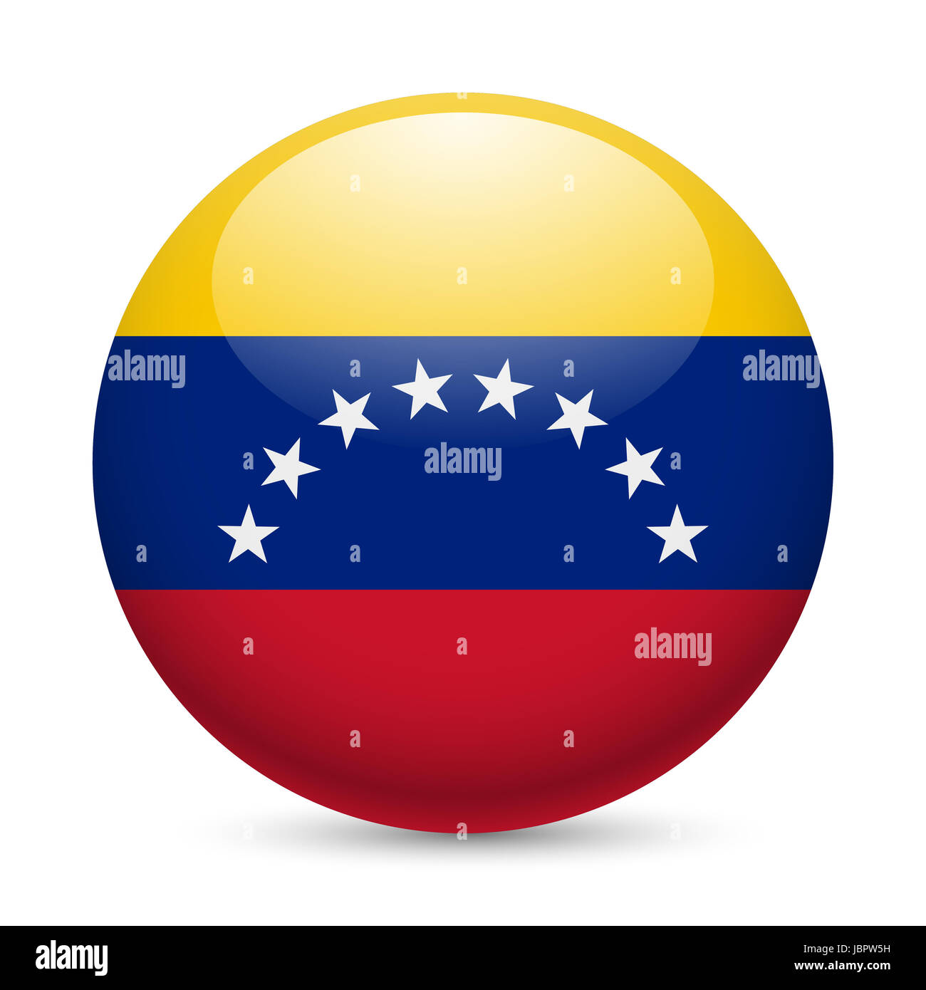 Flagge von Venezuela als runde glänzende Symbol. Button mit venezolanischen Flagge Stockfoto