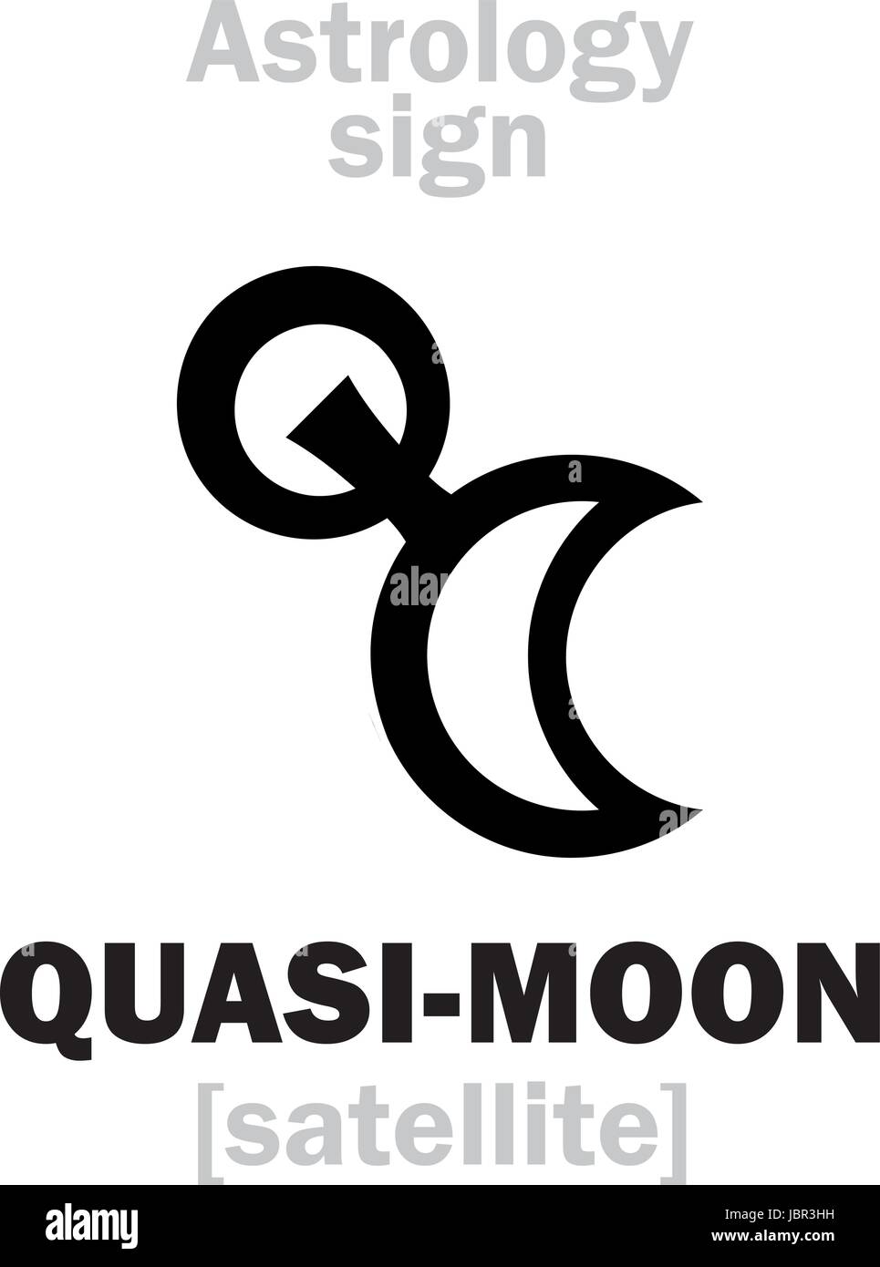Astrologie-Alphabet: Quasi-Mond (Trojan Asteroiden-Satellit des Planeten). Hieroglyphen Charakter Zeichen (einzelnes Symbol). Stock Vektor