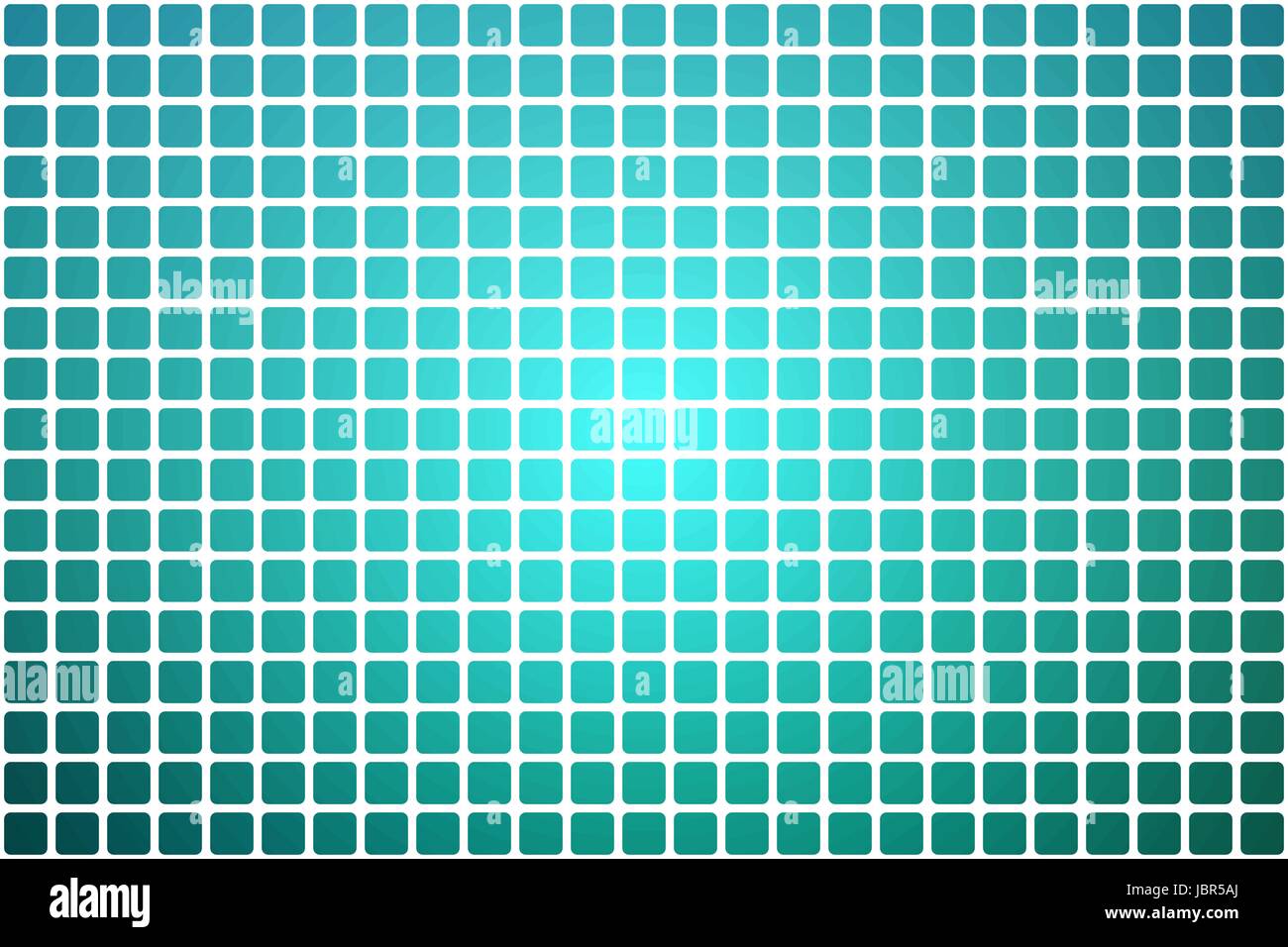 Türkisfarbene Schattierungen Vektor abstrakte Mosaik Hintergrund mit abgerundeten Ecken quadratischen Fliesen in weiß Stock Vektor