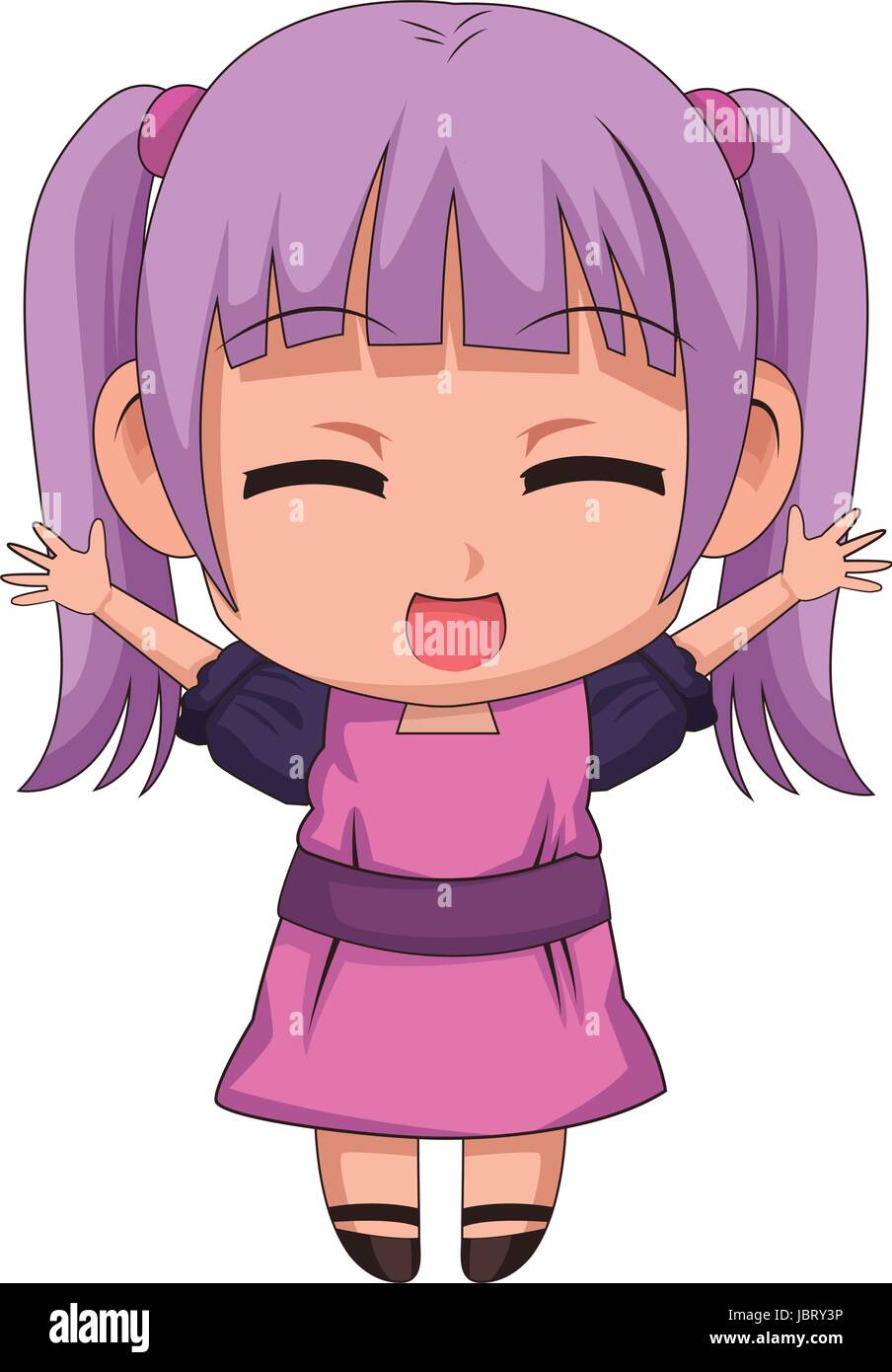 Niedlichen Anime Chibi Kleine Madchen Cartoon Stil Stock Vektorgrafik Alamy