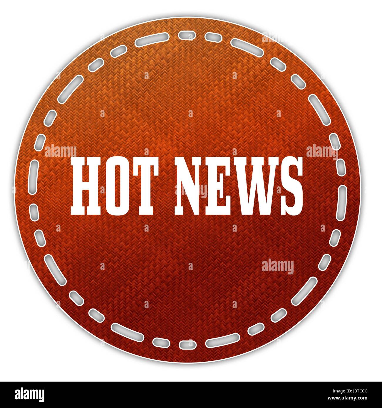 Runde orange Muster Abzeichen mit HOT NEWS-Nachricht. Illustration Grafik-Design-Konzept-Bild Stockfoto