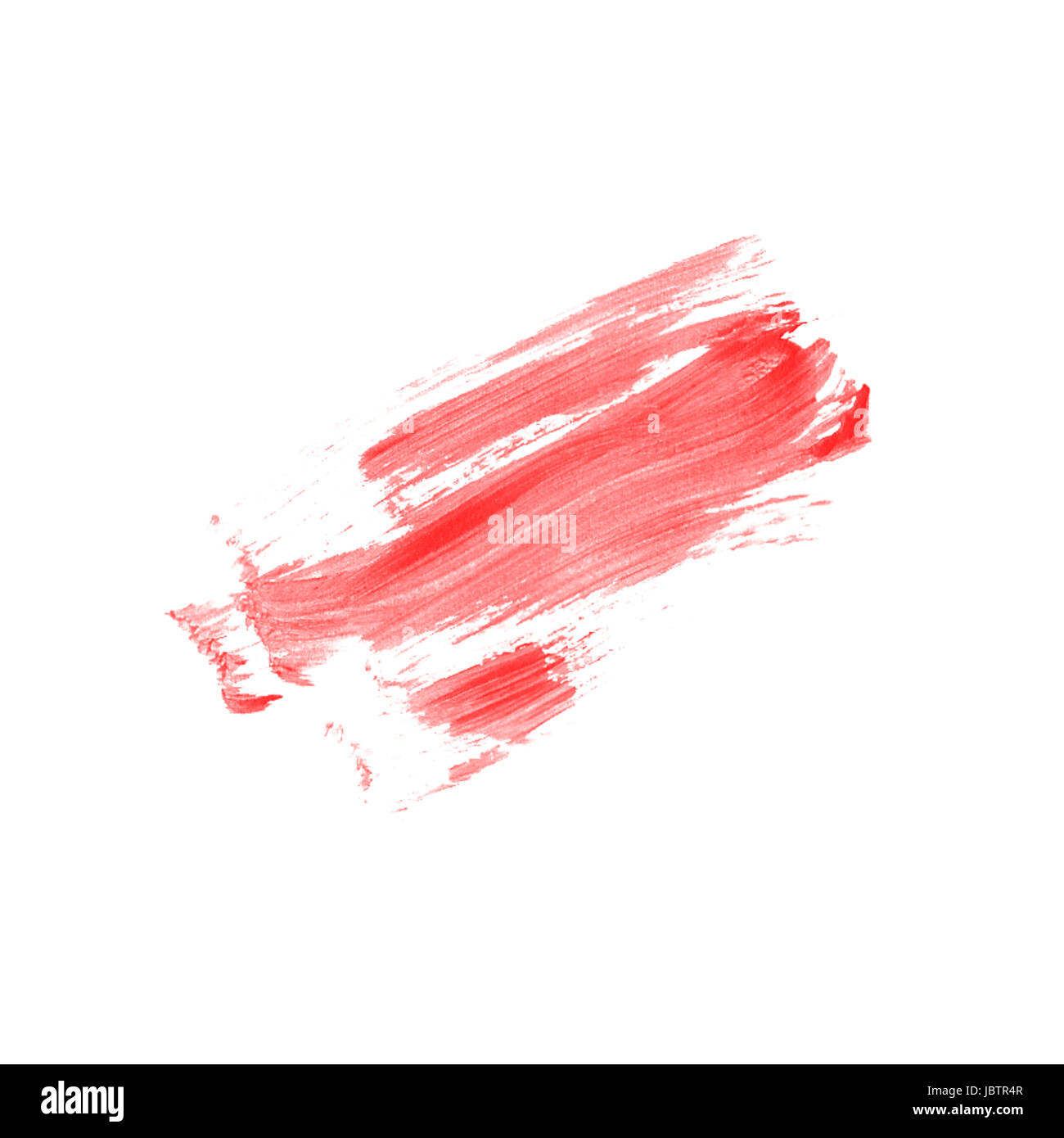 ein rotes Wasser Farbe Pinselstrich isoliert auf weißem Hintergrund Stockfoto