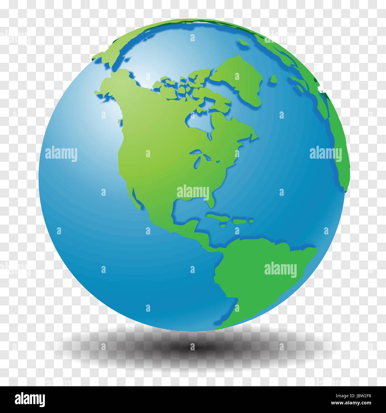 Globus mit Weltkarte, Region Asien mit glatten Vektor Schatten auf Transparenzraster - Vektor-illustration Stock Vektor