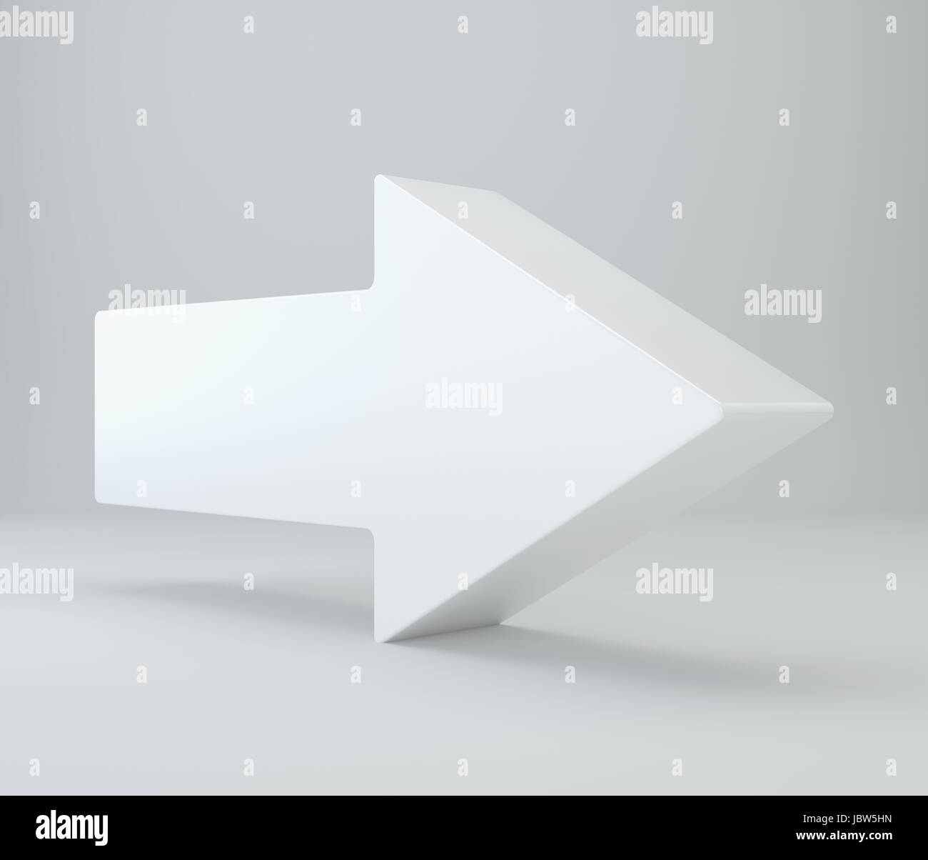 3D-Rendering ein Pfeilsymbol in gebürstetem Metall auf einem weißen Hintergrund isoliert Stockfoto