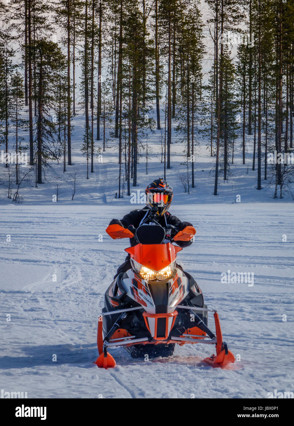 Motorschlitten, Kangos, Lappland, Schweden Stockfoto