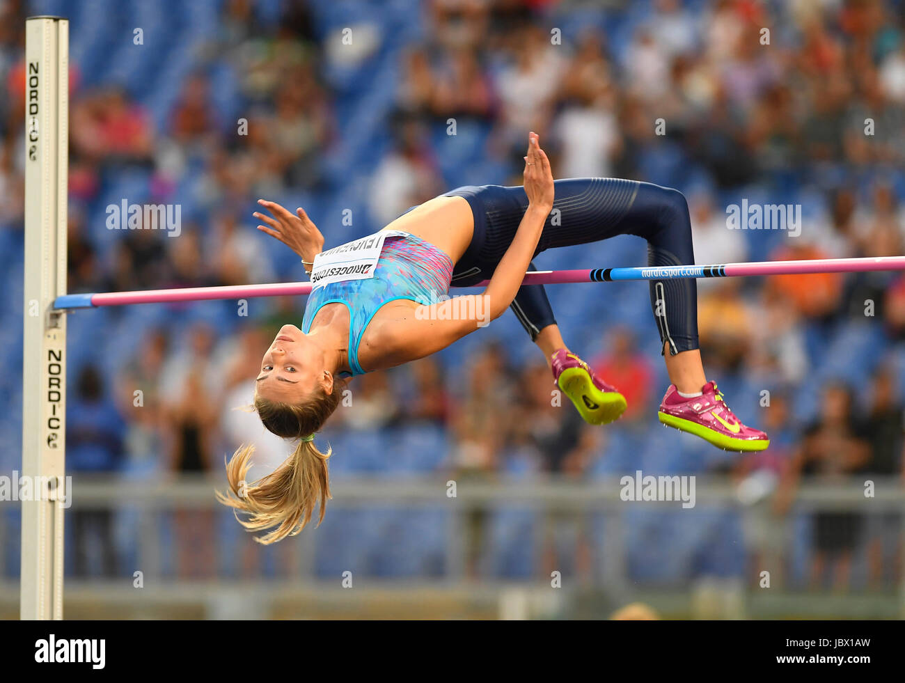Yuliya Levchenko konkurriert im Hochsprung bei Golden Gala, IAAF Diamond League, Olympiastadion, Rom, 8. Juni 2017 Stockfoto