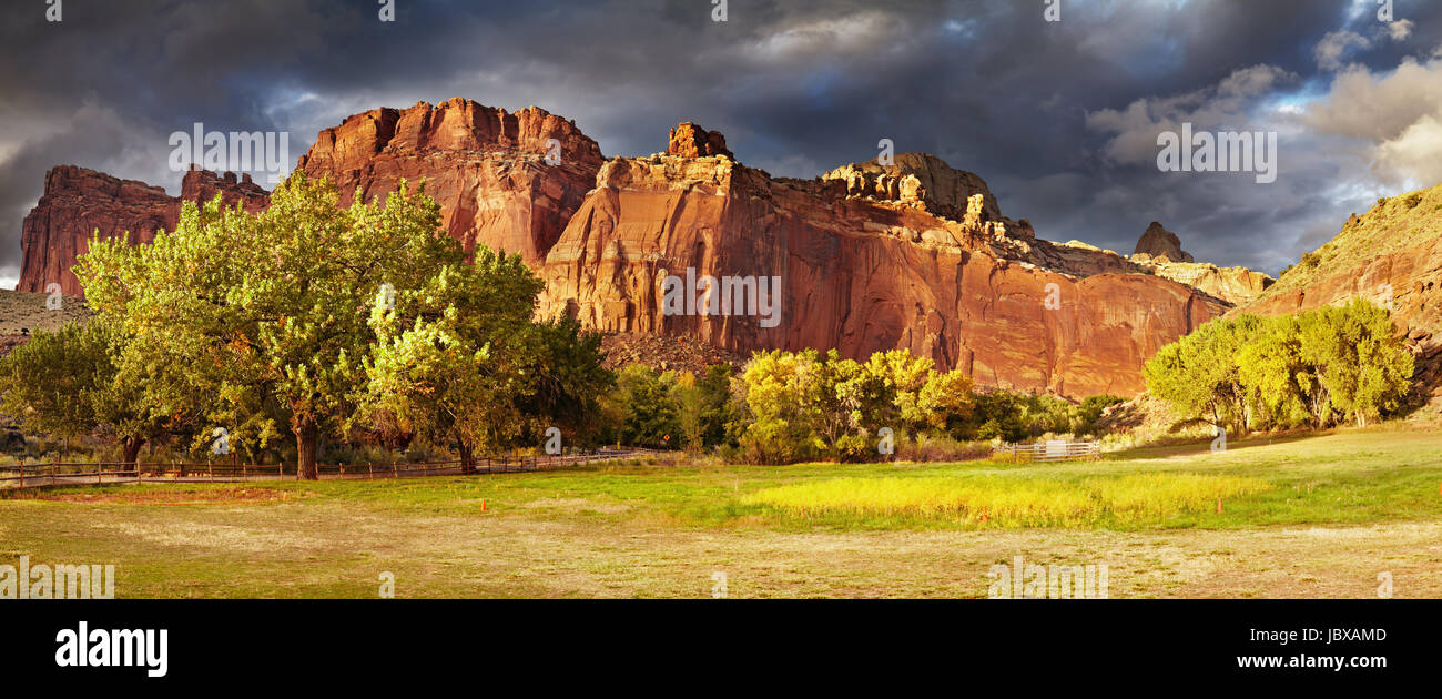 Fruita, die alte Siedlung Mormone, Capitol Reef National Park, Utah, USA Stockfoto