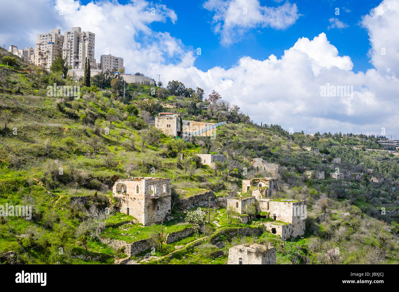 Jerusale m Israel bei Lifta. Lifta ist ein verlassenes palästinensischen Dorf. Stockfoto