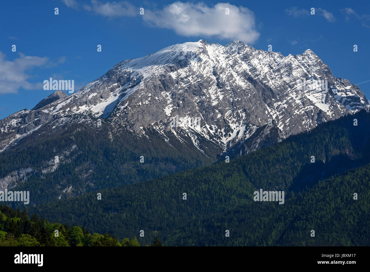 Berg-massiv Watzmann, Ramsau, Berchtesgadener Land, Oberbayern, Deutschland Stockfoto