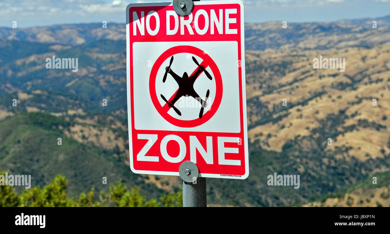 Keine Drone Zone Zeichen, Lick-Observatorium, Mount Hamilton, Kalifornien Stockfoto