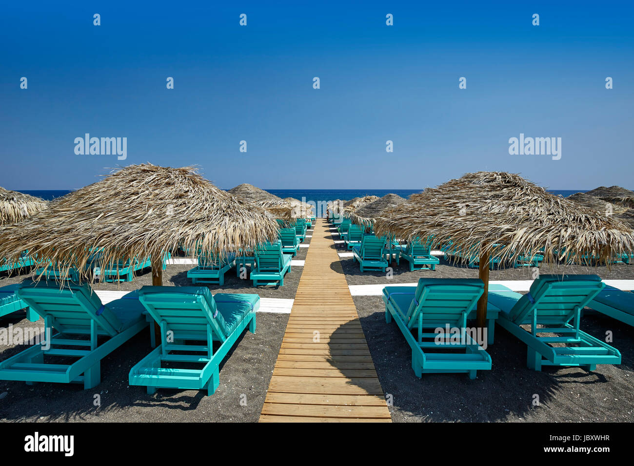 Perissa Beach, Santorin, Griechenland Stockfoto