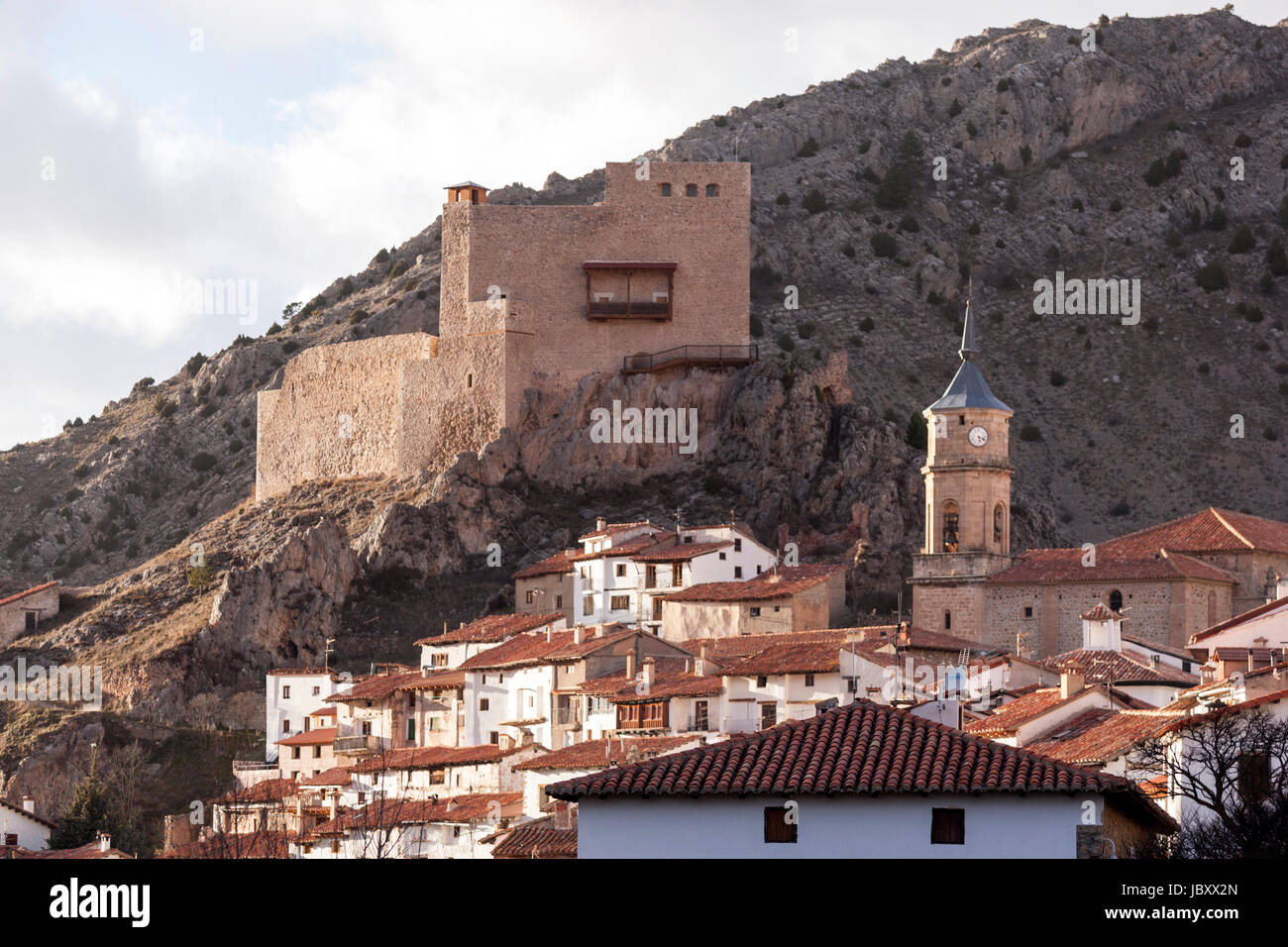 Burg Von Alcala De La Selva Provinz Teruel Spanien Stockfotografie Alamy