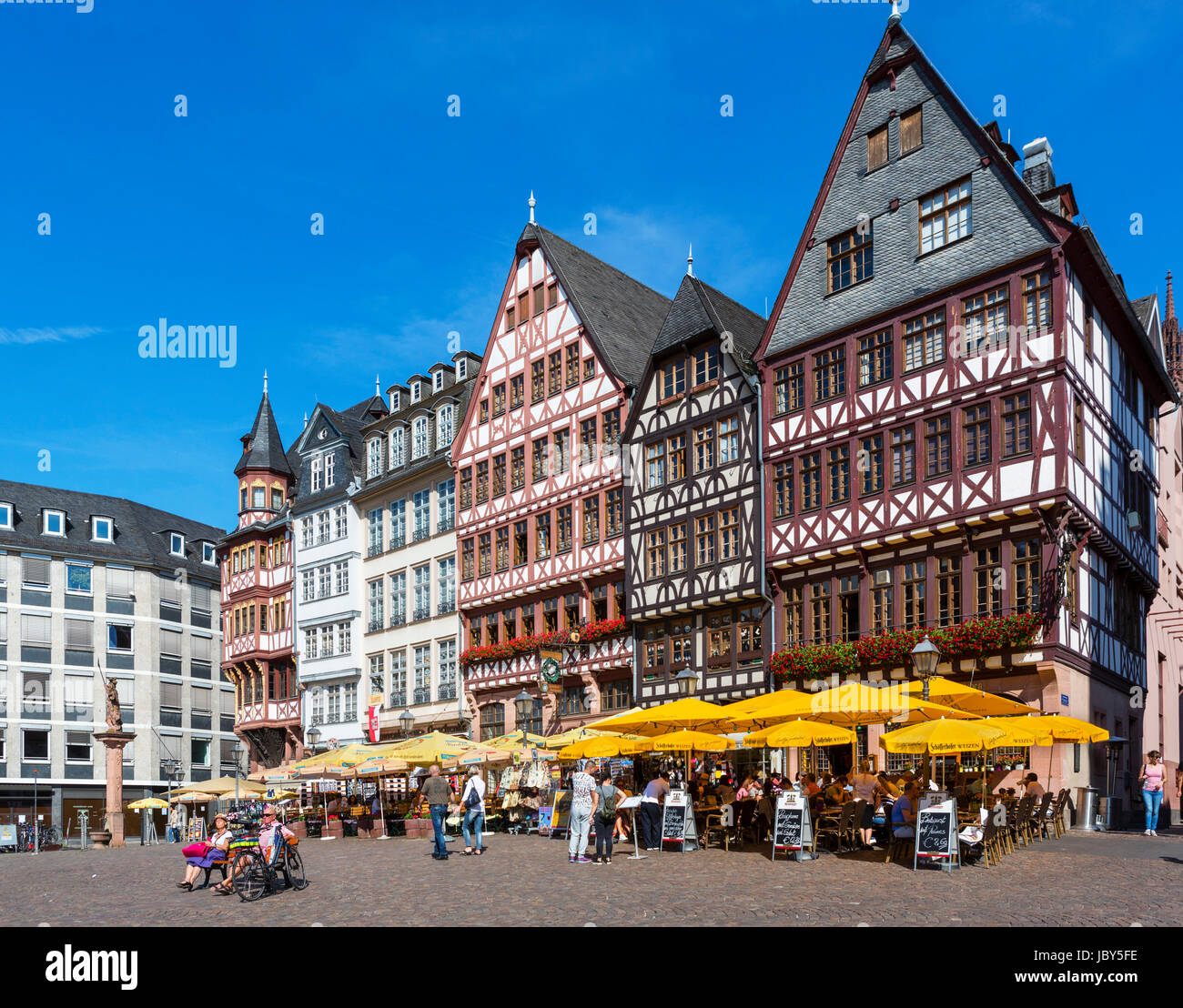 Traditionelle Häuser auf dem Römerberg, Frankfurt am Main, Deutschland Stockfoto