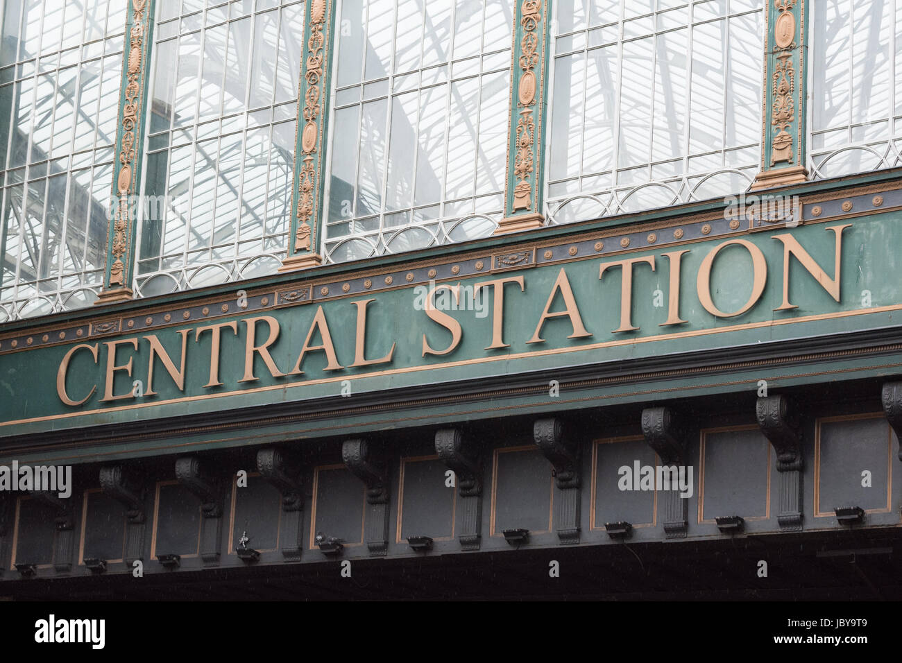 Zentrale Station Zeichen, Glasgow Central Station, Glasgow, Scotland, UK Stockfoto